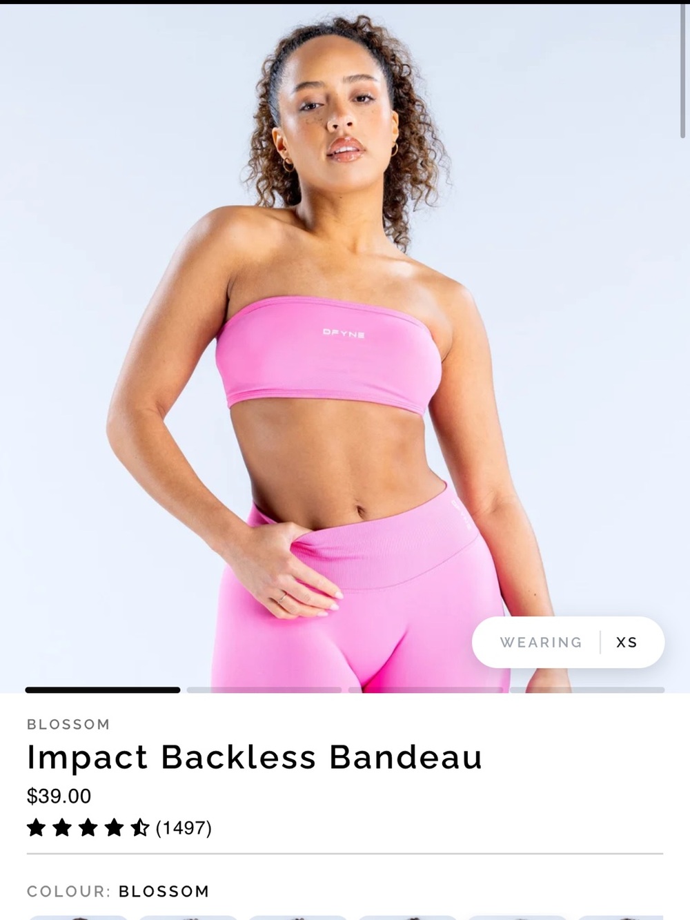 DFYNE Women's Pink Bandeau Sports Bra - Strapless Support